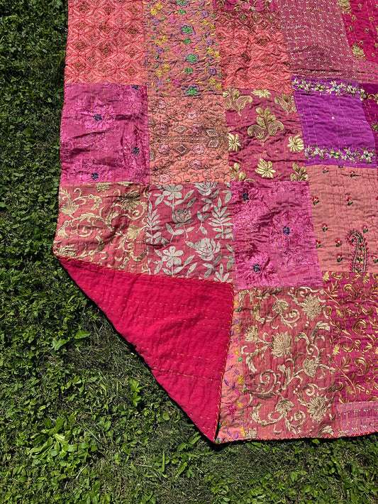 Iris Patchwork Cotton Blanket n.3 - Fuxia