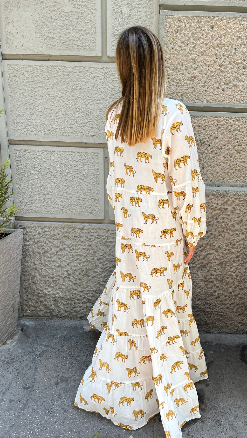 Robe Longue Coton St. Barth - Léopard Blanc