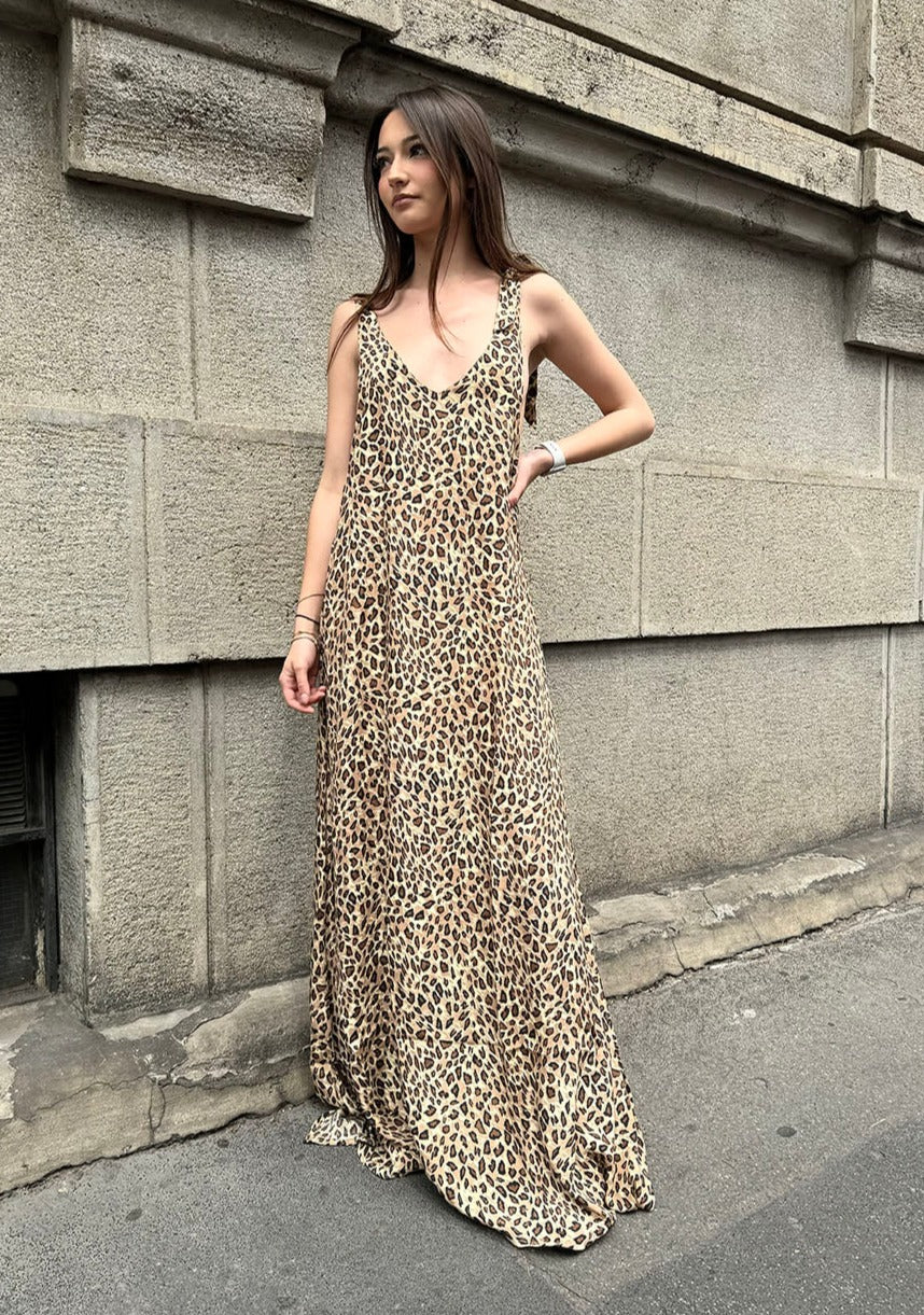 Silk Berry Long Dress n.2 Leopard