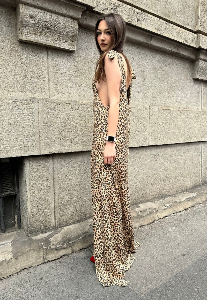 Silk Berry Long Dress n.2 Leopard